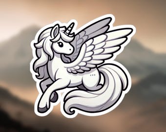 Alicorn Sticker, Magical Winged Unicorn Vinyl Decal, Fantasy Horse Art, Cute Mythical Creature, Pastel Fairycore Aesthetic Sticker