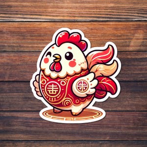 Lunar Zodiac Rooster Kiss-Cut Stickers - Celestial Animal Design, Astrology Gifts, Lunar New Year Decor, Chinese Zodiac Decal, Craft Sticker