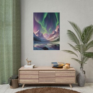 Nordlichter Poster, Aurora Borealis Wand Kunst Druck, Skandinavische Dekoration, Nachthimmel Fotografie, Galaxie Konstellation Raumdekor