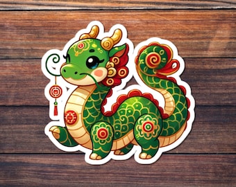 Lunar Zodiac Dragon Stickers, Celestial Animal Decals, Mystical Year of the Dragon, Unique Lunar Dragon Sticker, Astrology Inspired Sticker