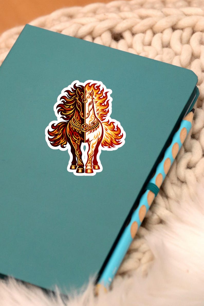 Inner Outer Flame Horse Sticker Fire Horse Zodiac Balance Symbol Year of the Horse 2026 Lunar New Year Astrology Gift Decor image 2