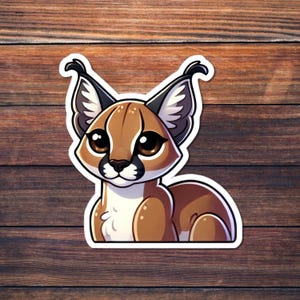 Caracal Sticker, Cute Wild Cat Vinyl Decal, Kawaii Big Cat Art, Exotic Animal Sticker, Aesthetic Pet Decor, Laptop Water Bottle Sticker
