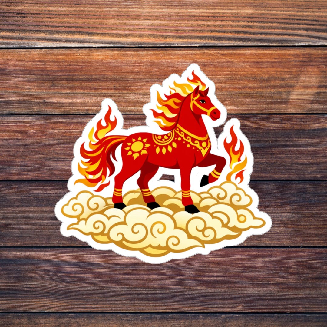 Fire Horse Cloud Sticker, Lunar New Year Horse Art, Year of the Horse ...