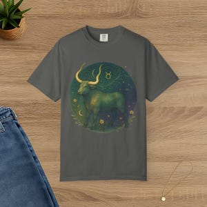 T-Shirt Sternzeichen Stier | Stier Konstellation Grafik Tee, Celestial Earth Zeichen Kunst, Zodiac Star Map Shirt