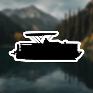 Pontoon Boat Sticker, Lake Life Decal, Boating Vinyl Sticker, Waterproof Pontoon Silhouette, Outdoor Adventure Gift, Boat Lover Decor