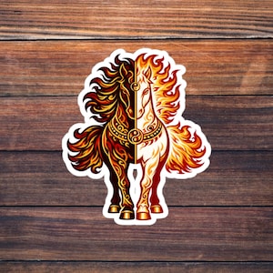 Inner Outer Flame Horse Sticker Fire Horse Zodiac Balance Symbol Year of the Horse 2026 Lunar New Year Astrology Gift Decor image 1