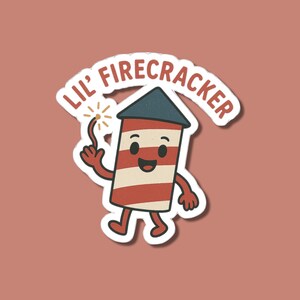 Adesivo Lil Firecracker, adesivo per bambini patriottici, vinile in stile 4 luglio, divertente arte per il Memorial Day, regalo a tema fuochi d'artificio, adesivo impermeabile