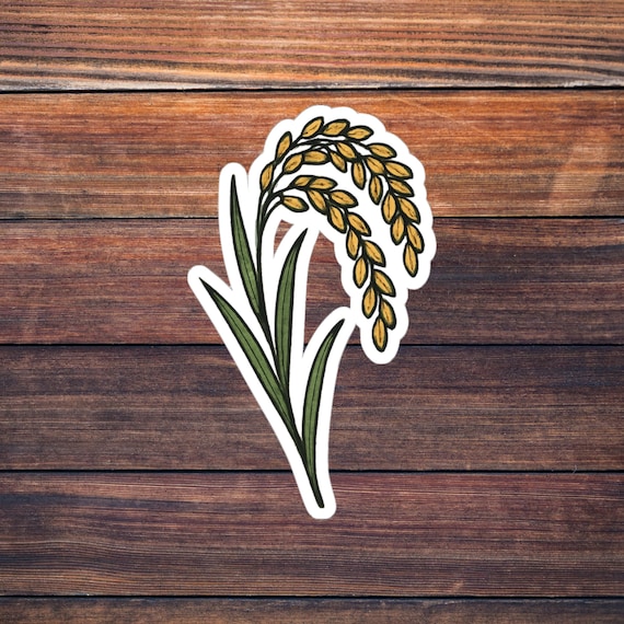 Rice Plant Sticker, Grain Crop Decal, Botanical Field Plant Vinyl