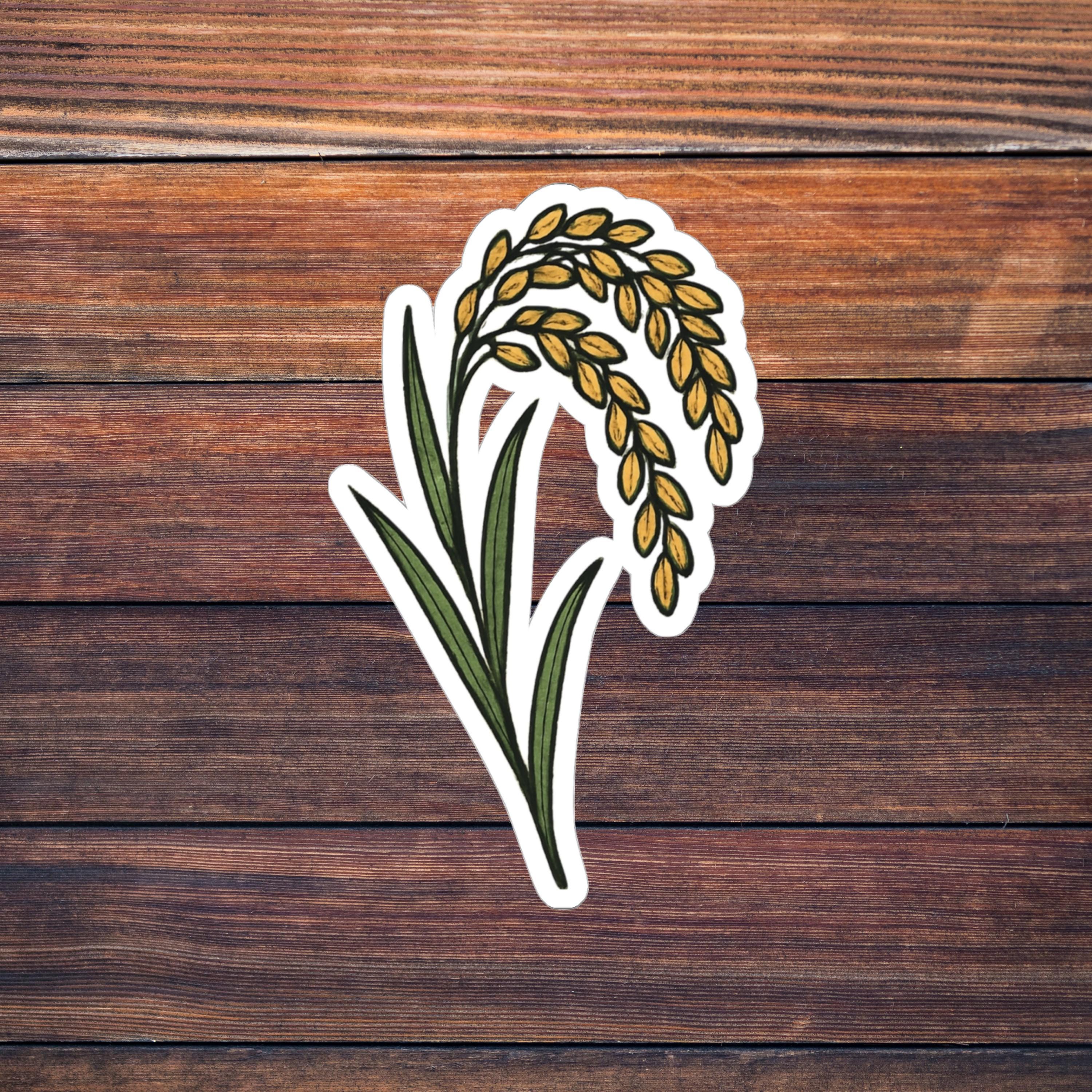 Rice Plant Sticker, Grain Crop Decal, Botanical Field Plant Vinyl