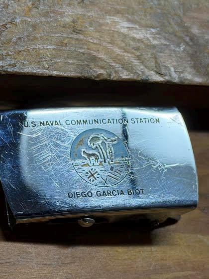 thumbnail image 2 of Vintage Brass Nautical Navy Buckle – Military Style Metal Belt Buckle – Blue Accents 2 of 6