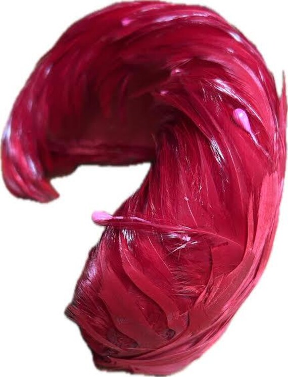 Vintage Red Raven Feather & bead Fascinator Head Piece, New old stock (Kept in plastic) View 4