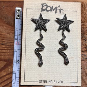 Rare Original BOMA Sterling Silver & Marcasite Shooting Star Vintage "Post" Earrings image 2