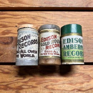 Vintage Edison Gold Moulded & Amberol Schallplatten Zylinder hallo auf der ganzen Welt Set von (3)