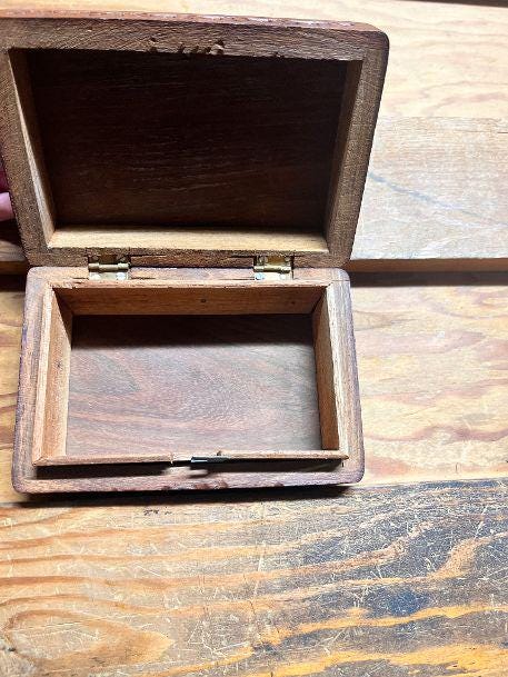 アンティーク 小物入れ 木製 彫刻 蓋付き ヴィンテージ 木工 インド製