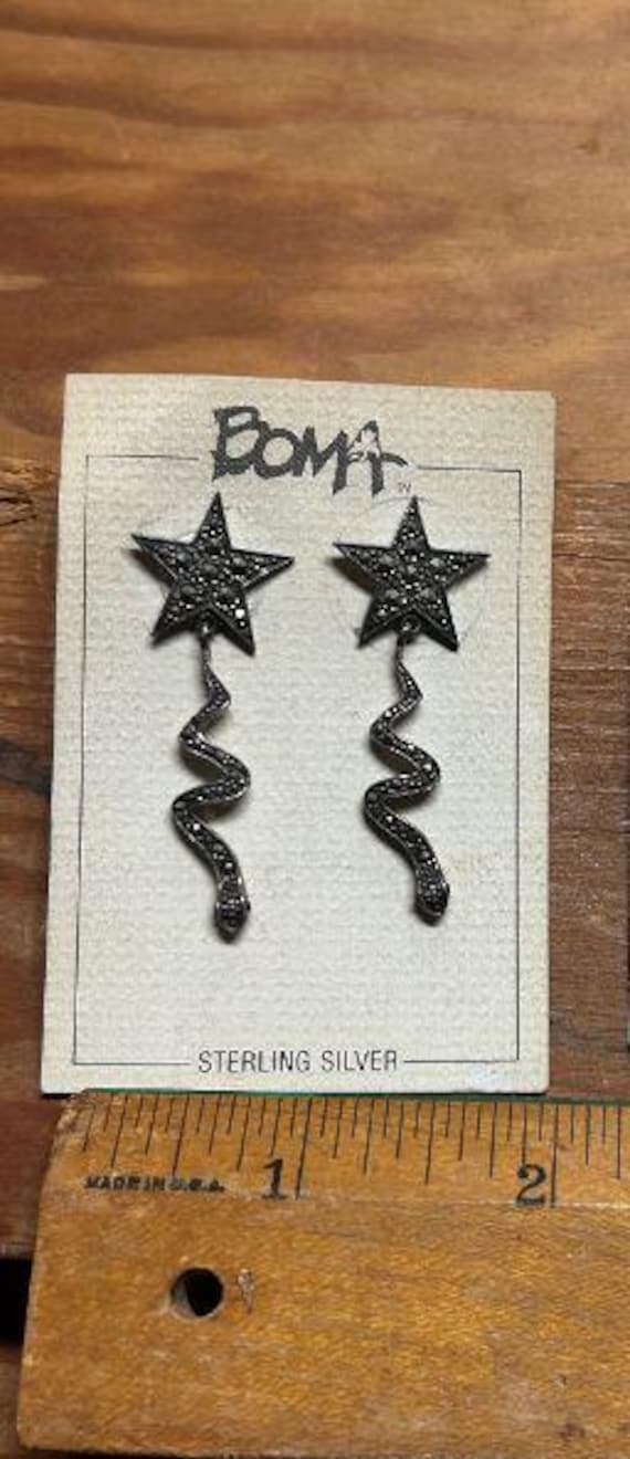Rare Original BOMA Sterling Silver & Marcasite Shooting Star Vintage "Post" Earrings