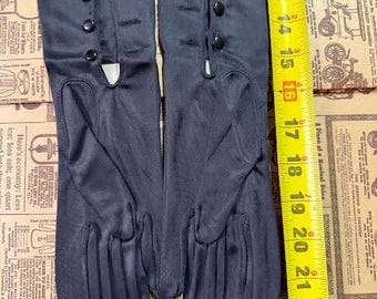 Vintage Opern-Stil Handschuhe, 3-Knopf in Schwarz