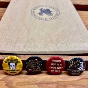 Retro Pinback Buttons Set of 4 (New Old Stock)
