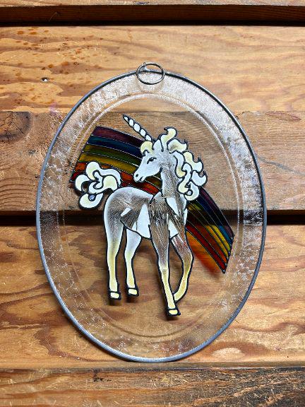 Vintage Stained Glass Unicorn - Etsy