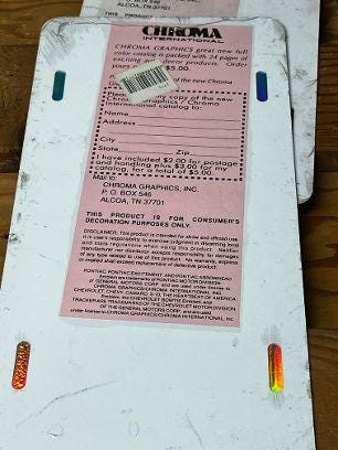 ビンテージシボレーナンバープレートカバー、反射材付き、デッド