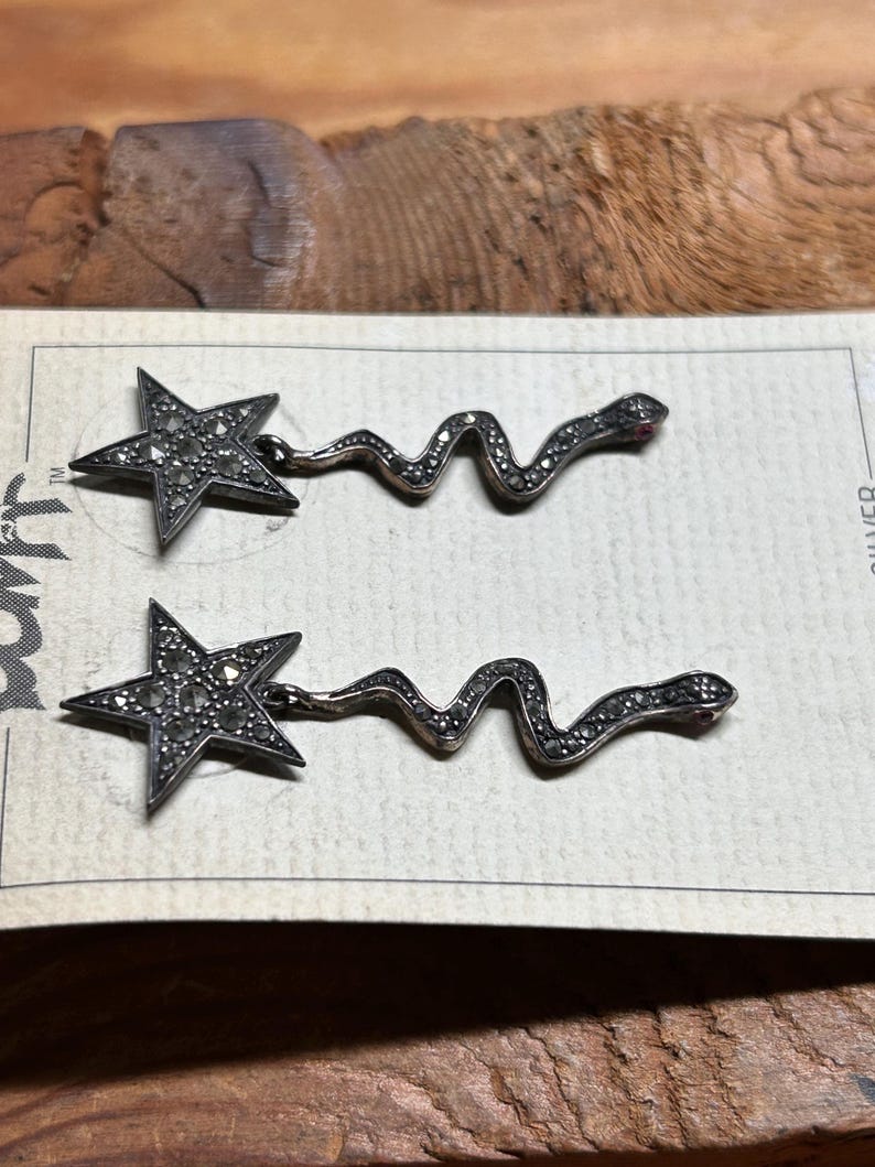 Rare Original BOMA Sterling Silver & Marcasite Shooting Star Vintage "Post" Earrings image 3