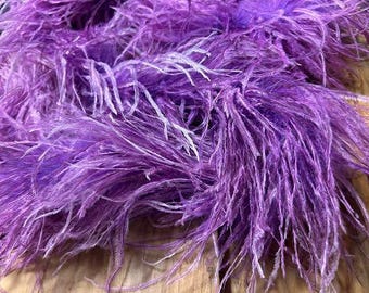 Vintage Zweifarbige Lila Straußenfeder & Marabou 70"Boa
