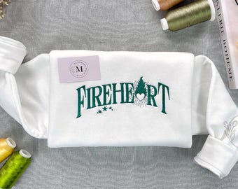 Fireheart Embroidered Sweatshirt, Throne Of Glass Embroidery Hoodie, Empire of Storms Sweater, Hei of Fire Shirt, SJM Quotes, Bookish Gifts