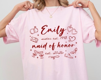Custom Sister of The Bride Shirt, Maid of Honor T-Shirt, Bridesmaid Proposal Tee, Matron of Honor Gift, MOH Wedding Gift