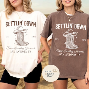 Chemises personnalisées pour le dernier rodéo, t-shirt EVJF à Nashville, t-shirt même cowboy pour toujours, cadeau de fête nuptiale western cow-girl