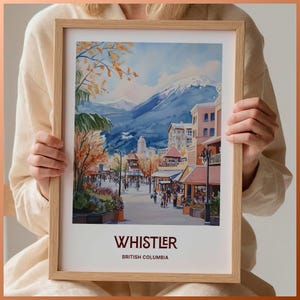 Whistler Ski Resort Print, British Columbia Travel Poster, Minimalist Wall Art, Retro Ski Decor, Wedding Gift Idea, C35-1000