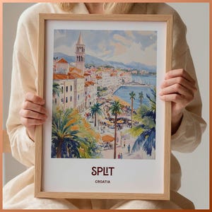 Split Kroatien Poster, Minimalistische Wandkunst, Split Kroatien Stadtbild, Geschenk für Kunstliebhaber, Retro, C35-409