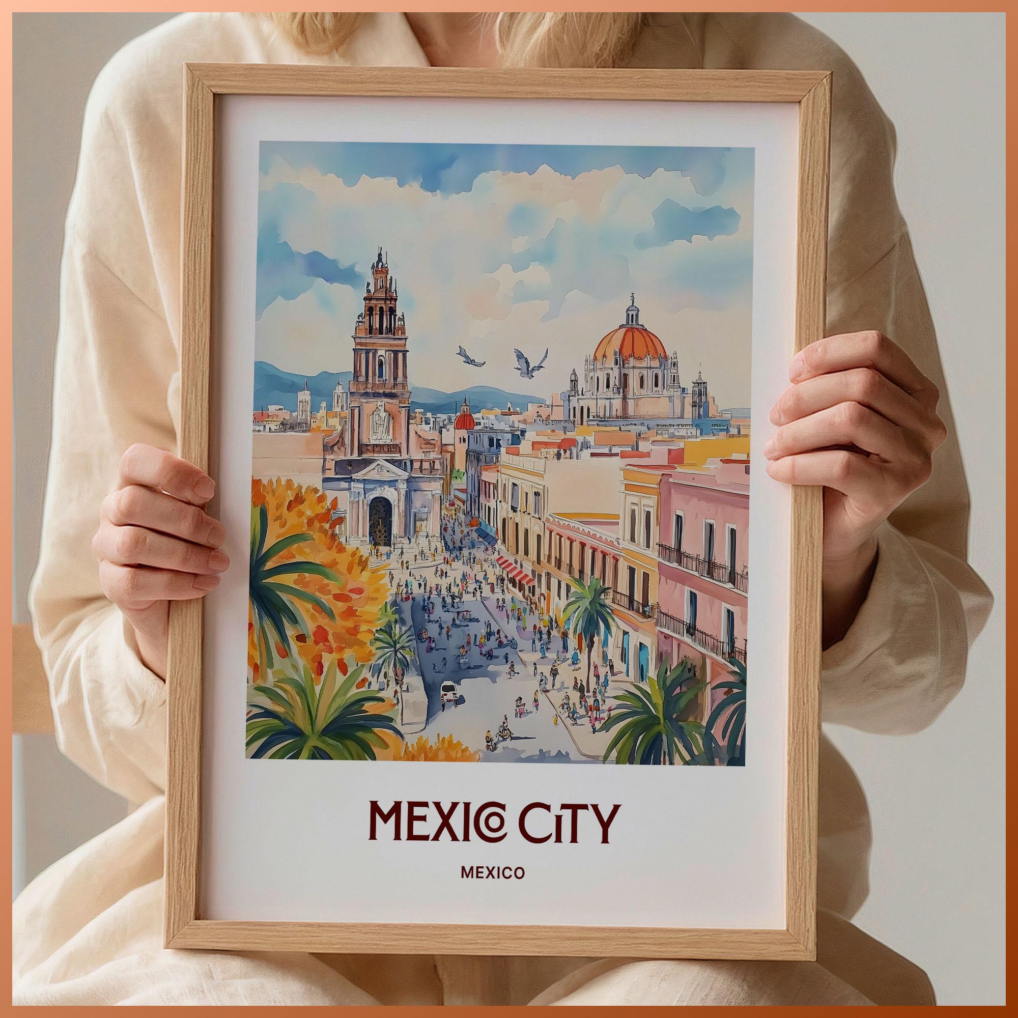 Mexico City Art Print: Minimalist Pastel Cityscape