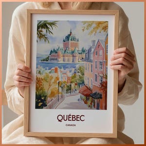 Québec Reisedruck, Kanada Poster, Minimalistische Kunst, Wunschtext, Personalisiertes Geschenk, Hochzeitsgeschenk, Geburtstagsgeschenk, C35-338