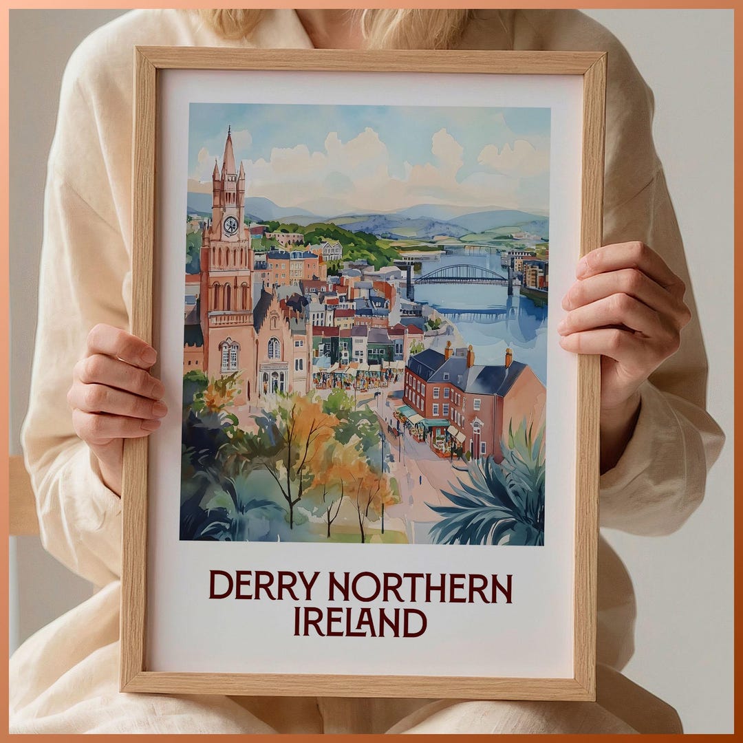 Derry City Skyline Poster, Londonderry Wall Art, Northern Ireland Print ...