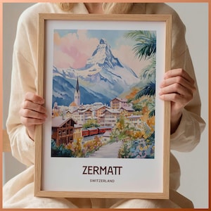 Die Schweiz Kunstdruck, Schweizer Alpen Wandbild, Matterhorn Poster, Minimalistische Reise Kunst, Housewarming Geschenk, C35-865