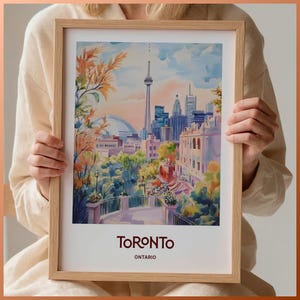 Impresión del horizonte de la ciudad de Toronto, arte de la Torre CN, póster minimalista de Canadá, decoración de viaje, regalo de inauguración de la casa, arte de pared retro, C35-793