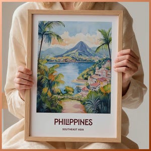 Philippines Travel Poster: Pastel Cityscape Retro Illustration