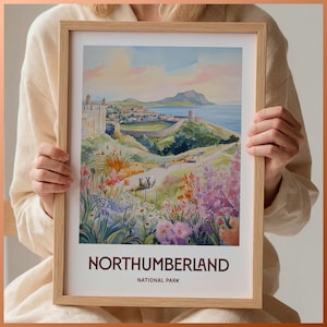 Northumberland National Park Poster, Sycamore Gap Tree Art, Poster von der Hadrianswand, Reise Kunstwerk, Vintage Wanddekoration, C35-911