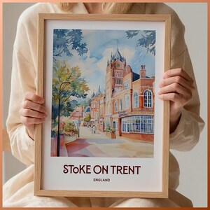 Stoke on Trent Print, Staffordshire Kunstdruck, England Stadtansicht Poster, Minimalistisches Reisekunstwerk, Einzigartige Geschenkidee, C35-792