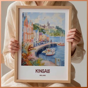 Kinsale Ireland Wall Art, Irish Travel Poster, Minimalist Print, Cork Cityscape, Pastel Decor, Wild Atlantic Way Art, C35-778
