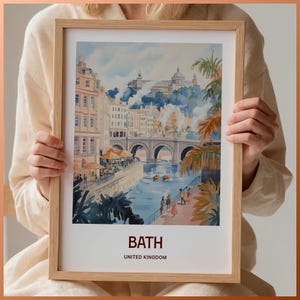 Bath, Großbritannien Poster, Minimalistisches Stadtbild Kunst, personalisiertes Hochzeitsgeschenk, Benutzerdefinierter Text Geburtstagsgeschenk, C35-740