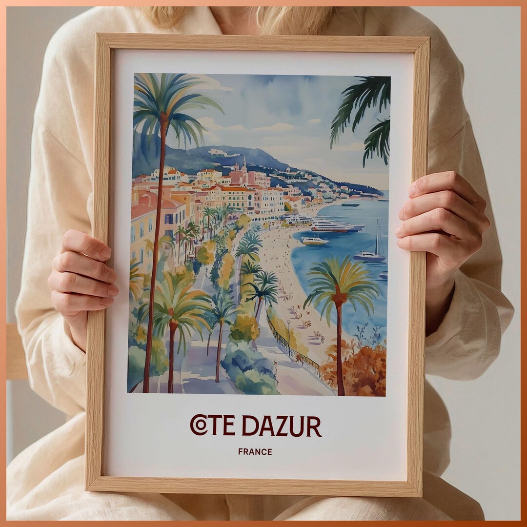 Côte D’azur Print: French Riviera Minimalist Travel Poster - Etsy