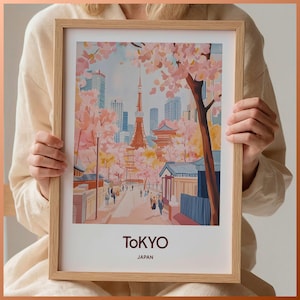 Tokyo Reisedruck, Minimalistisches Tokyo Poster, Benutzerdefinierter Text, Japan Stadtbild Wanddekoration, Hochzeitsgeschenk, Geburtstagsgeschenk, C35-28