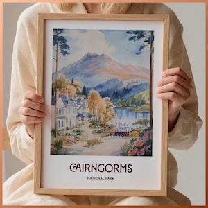 Cairngorms National Park Print: Retro Scottish Highlands Travel Poster