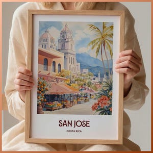Costa Rica Reisedruck, San Jose Poster, Arenal Vulkan Kunst, Minimalistische Wanddekoration, Benutzerdefinierter Text, personalisiertes Geschenk, C35-356