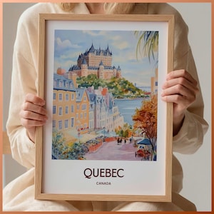 Chiffon Stadtbild Poster, Stadtansicht Poster, Kunstdruck Stadtbild, Fairmont Le Chateau Frontenac, C35-864