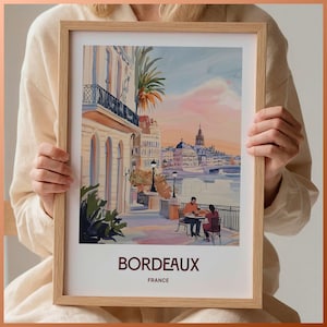 Bordeaux France Art Print: Minimalist Pastel Cityscape