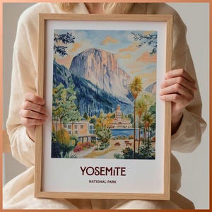 Yosemite National Park Print, Minimalist Wall Art, Pastel Travel Poster, Home Decor, Gift for Yosemite Lovers, Nature Wall Hanging, C35-721