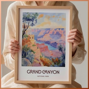 Grand Canyon National Park Print, Minimalist Wall Art, Pastel Travel Poster, Arizona Home Décor, Gift for Art Lovers, C35-838