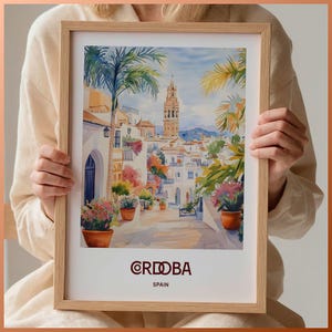 Cordoba Spain Travel Print: Pastel Cityscape Wall Art