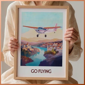 Cessna Plane Print: Vintage Aviation Travel Poster